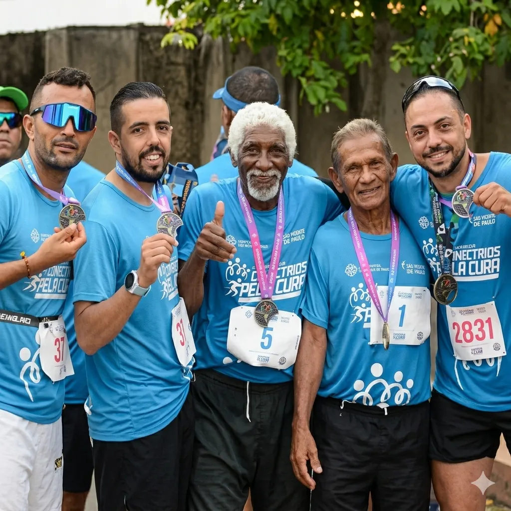 corrida com faixa rosa
